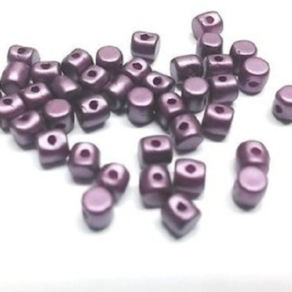 Czech Beads Minos Par Puca, 1-hole  2.5 x 3 mm Metallic Mat Dark Plum