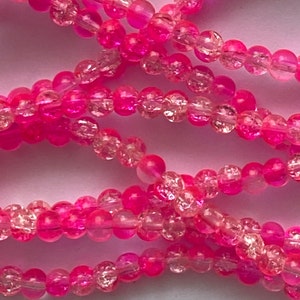 10x Hot Pink Crackle Glass Beads, 8mm Marbles Cracked Glass Beads, Pink  Crackled Spacer Beads C732 
