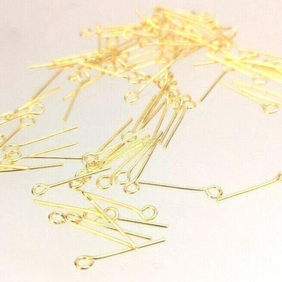 100pcs Metal Gold Color Eye Pin 2cm Jewelry Making Beads Findings M1037