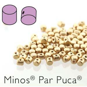 Perline ceche Minos Par Puca, 1 foro 2,5 x 3 mm ORO CHIARO OPACO