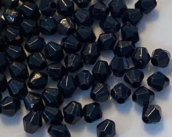 jet black bicone beads 4mm beads acrylic
