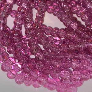 vetro crackle rosa rotondo 6 mm Perline Top Quality C4001