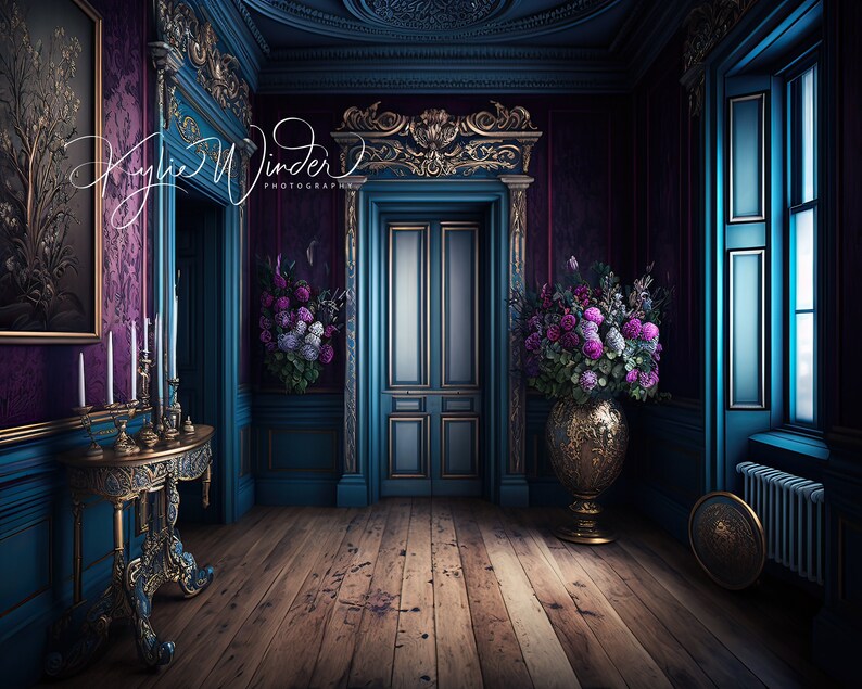 Victorian Room Purple Turquoise Set Digital Backdrop - Etsy