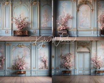35 digital backdrops, portrait backdrop, beautiful room digital backdrop,gorgeous room, studio backdrop, pinks blues flowers,  victorian