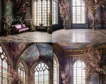 39 digital backdrops, portrait backdrop, maternity backdrop, beautiful room, stained glass rooms, maternity digital backdrop