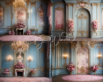 40 digital backdrops, pink and blue, portrait backdrop, beautiful room digital backdrop, gorgeous room, studio backdrop, digital background