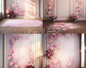 37 digital backdrops, portrait backdrop, beautiful room digital backdrop, gorgeous room, studio backdrop, pinks, studio portrait, maternity