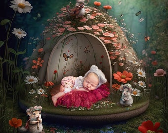 Newborn Mice Digital Backdrop: Fine Art Maternity Overlay (PSD & PNG Files)