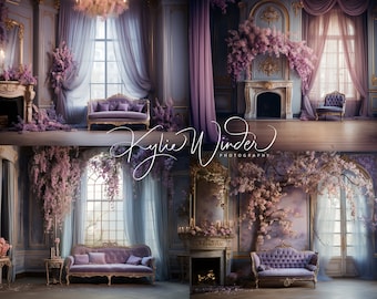 40 digital backdrops, portrait backdrop, beautiful room digital backdrop, gorgeous room, studio backdrop, lavender blue pink flowers