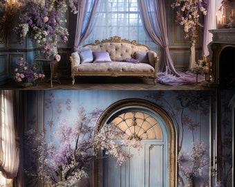 40 digital backdrops, portrait backdrop, beautiful room digital backdrop, gorgeous room, studio backdrop, lavender lounges blossoms, digital