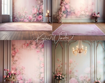 38 digital backdrops, portrait backdrop, beautiful room, portrait, maternity, gorgeous room, studio backdrop, pinks & greens, studio