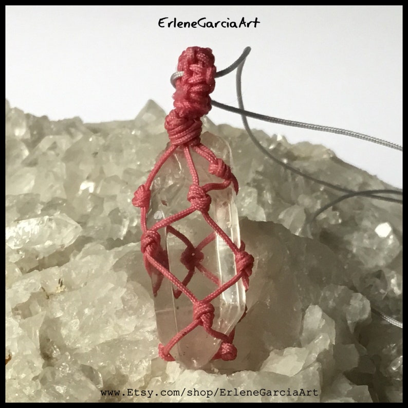 Macrame CLEAR CRYSTAL QUARTZ Necklace