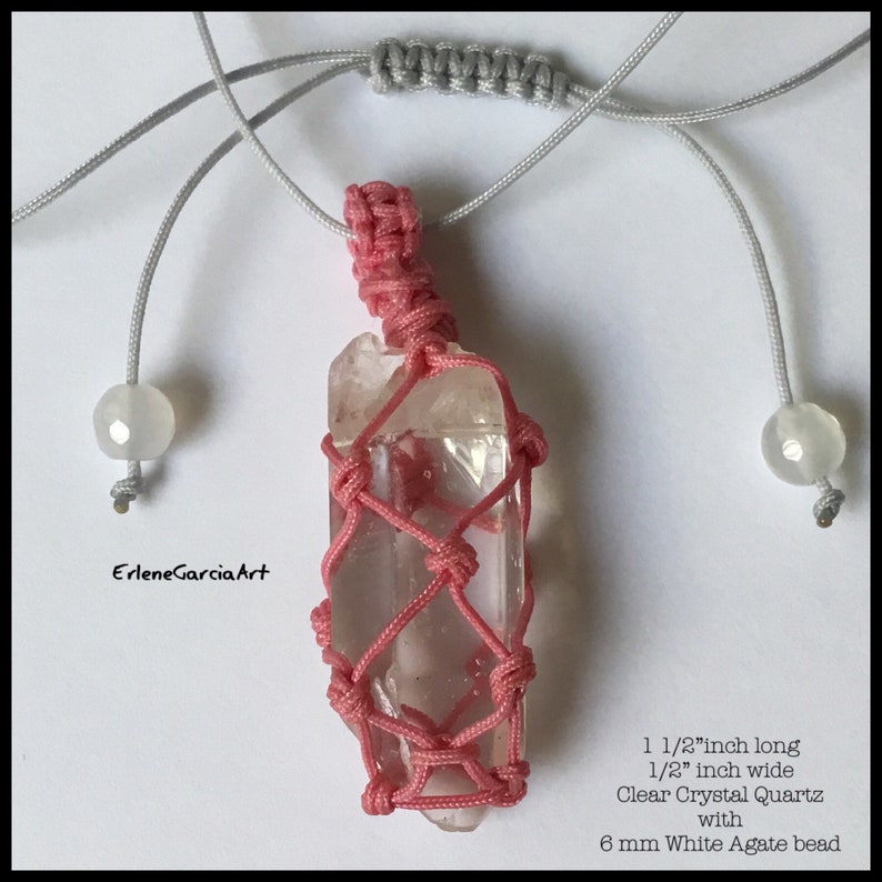 Macrame CLEAR CRYSTAL QUARTZ Necklace