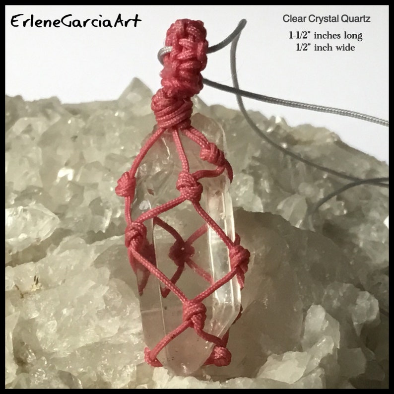 Macrame CLEAR CRYSTAL QUARTZ Necklace