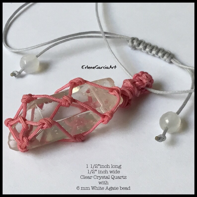 Macrame CLEAR CRYSTAL QUARTZ Necklace