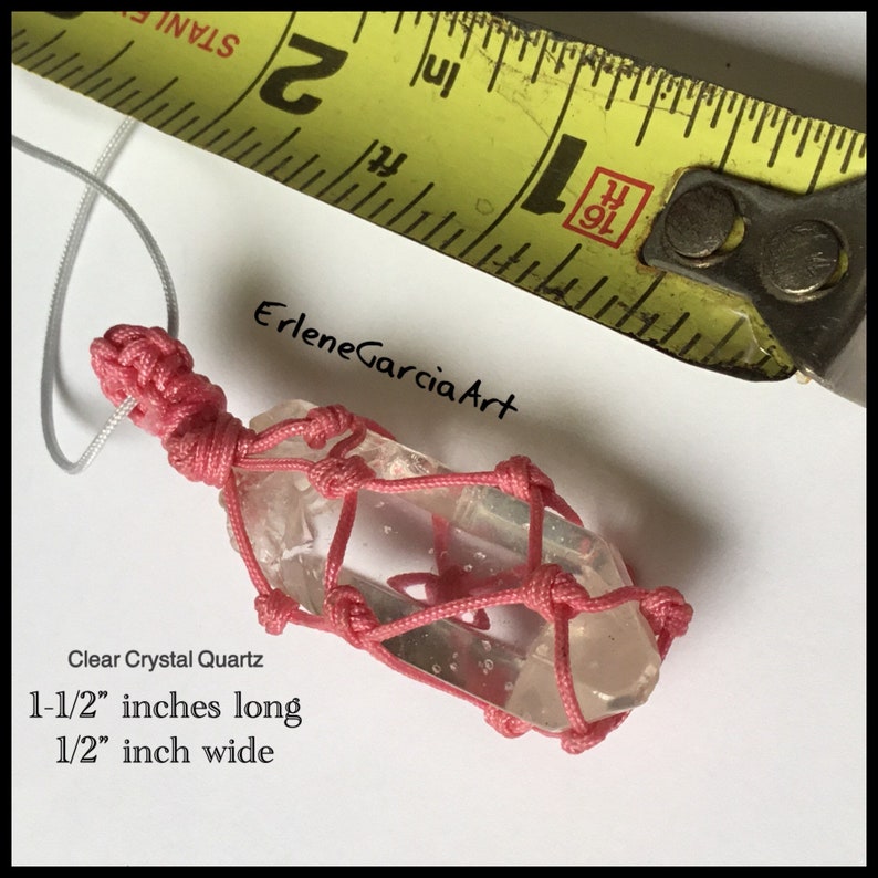 Macrame CLEAR CRYSTAL QUARTZ Necklace