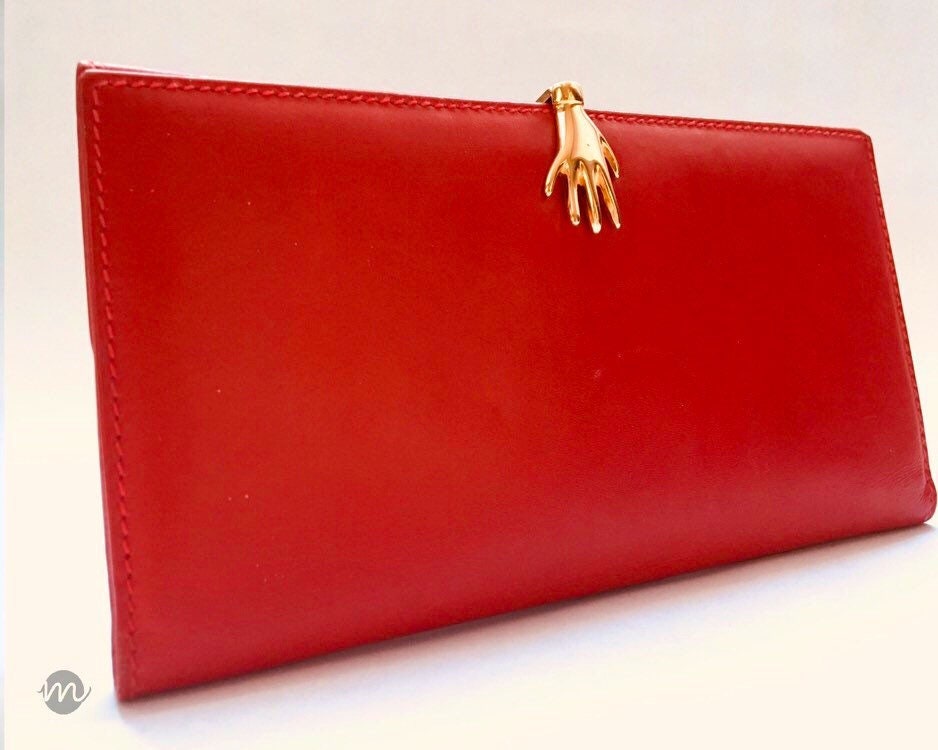 Stunning Vintage Genuine Gucci Red Leather Gold Hand Clasp / - Etsy
