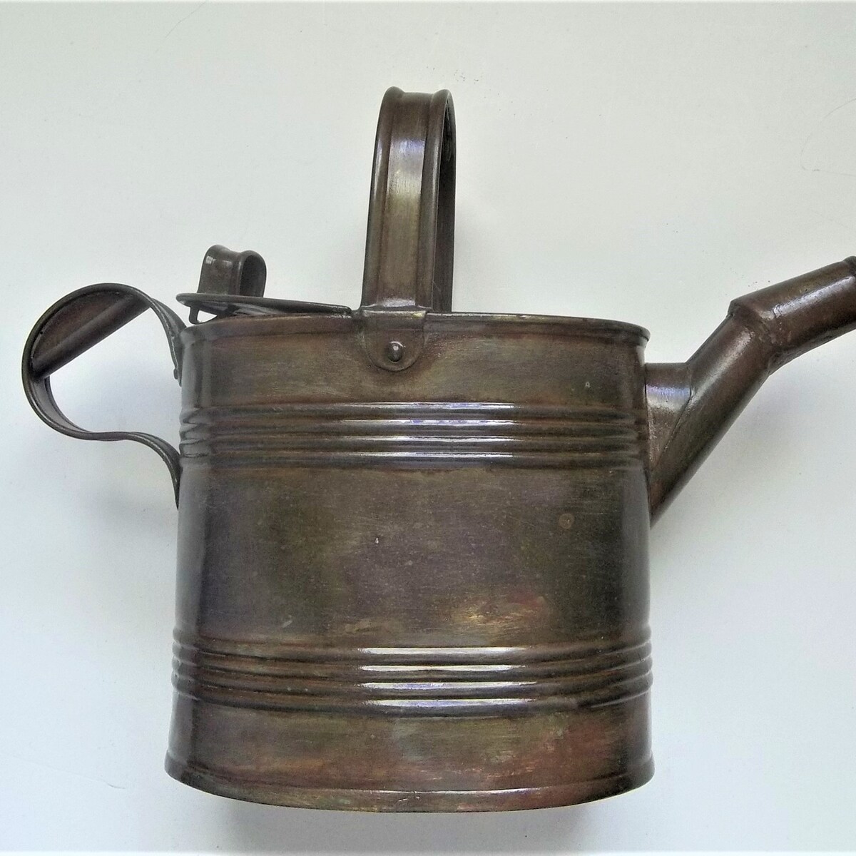 Antique English Victorian Brass Copper Hot Water Watering Can. 19th Century.