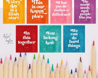 Teacher Classroom Prints, Set of 7, GIFT FOR TEACHERS - Digital