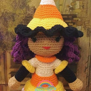 Camilla the Candy Corn Witch Halloween Doll - Amigurumi Crochet Pattern