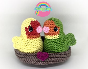 Lovebirds - birds with nest amigurumi crochet pattern