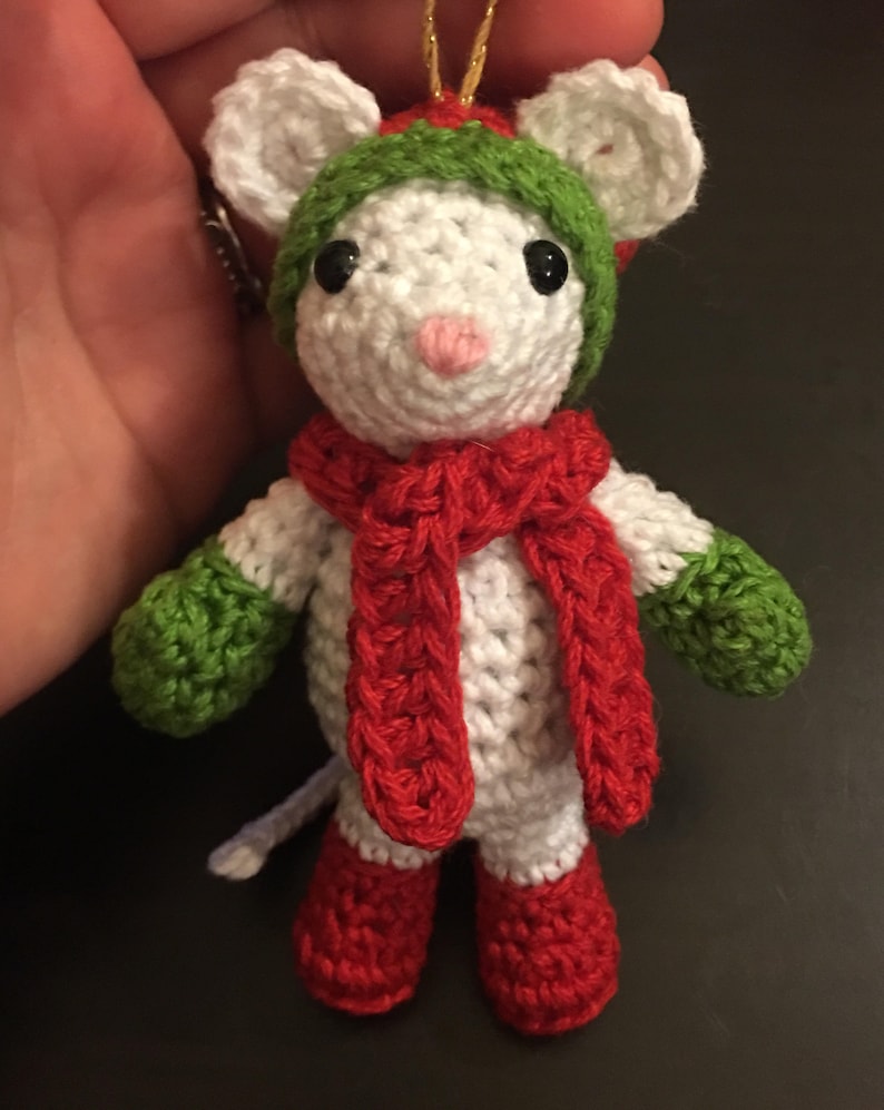 Christmas mouse doll animal ornament amigurumi crochet pattern image 1