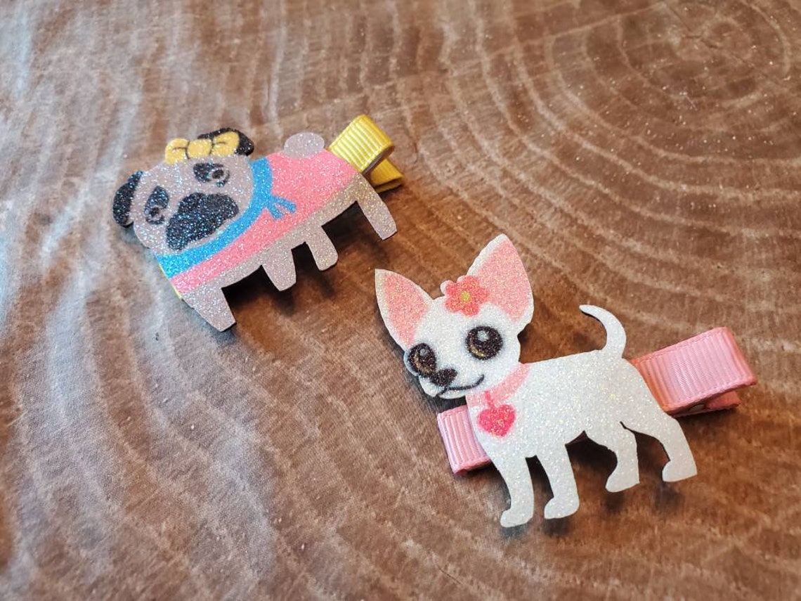Dog Hair Clip Set. Doggy Hair Clips. Puppy Hair Clips. Glitter Etsy
