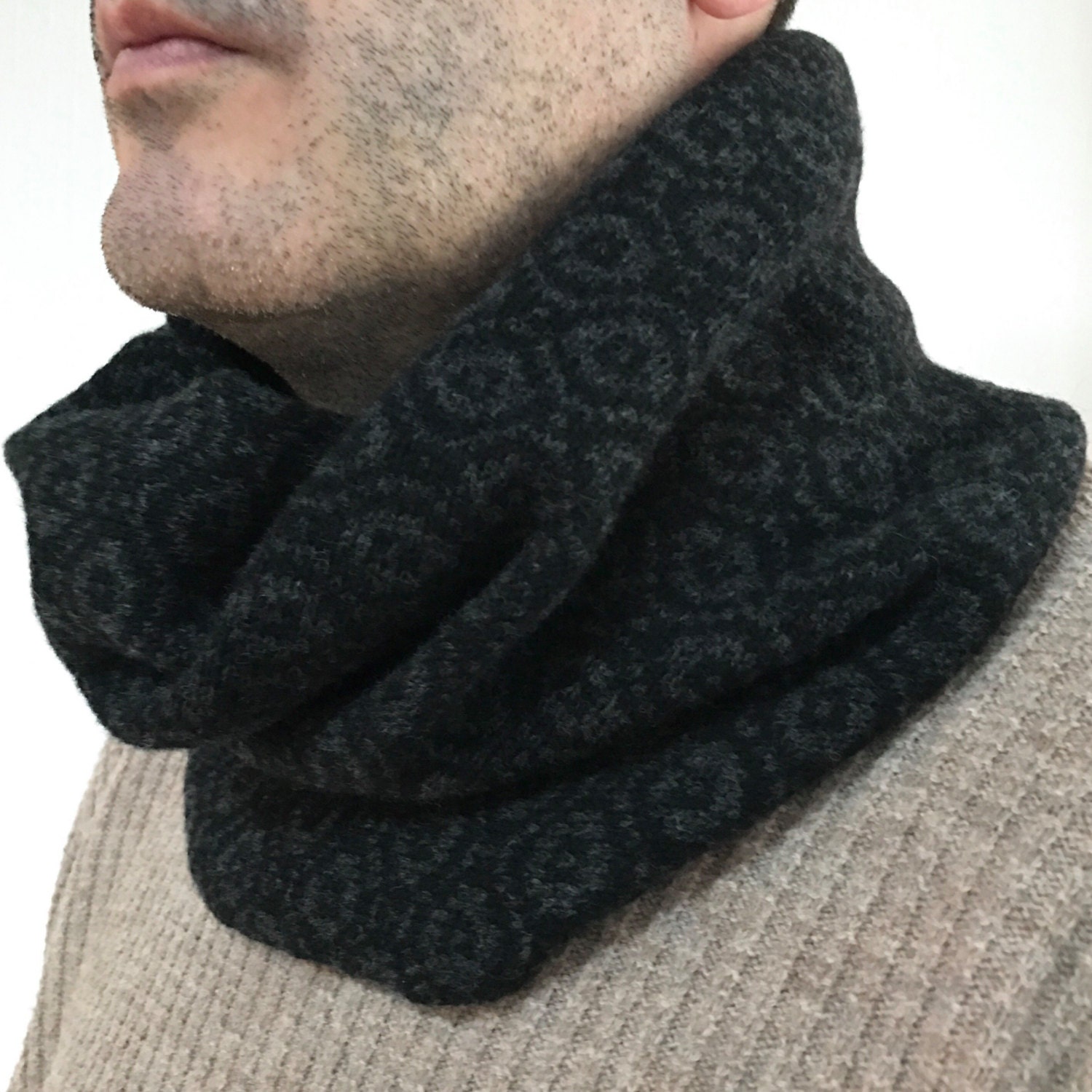 Mens Knitted Lambswool Snood Mens Snood Mens Knitted Cowl Etsy