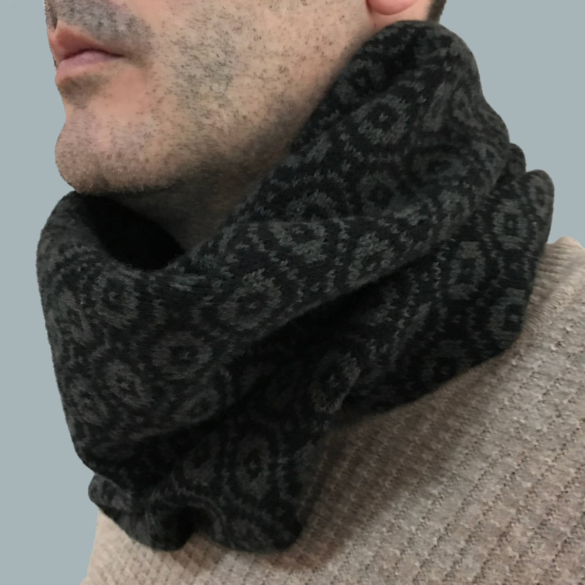 Mens Knitted Snood Mens Lambswool Snood Lambswool Scarf Etsy