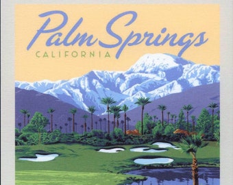 Palm Springs CA, California, Golf, Paradise, Travel Poster Style Modern Postcard Z425666