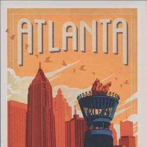 Atlanta GA, Géorgie, fondée en 1845, carte postale de style affiche de voyage R001265