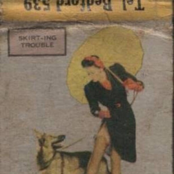 Matchbook, Hobby Horse Tavern, Bedford Ohio, Woman and Dog, Skirt-ing Trouble, Vintage 1940s, MB010