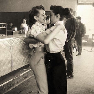 Lesbians, Dancing, 1950s, Public, Affection, Butch, Femme, Repro, Vintage Postcard Z752817