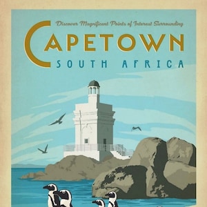 South Africa, Capetown, Lighthouse, Travel Poster Style Modern Postcard Z181679