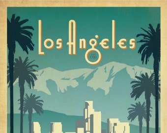 Los Angeles, California, Deco Style Travel Poster Art Postcard R374830