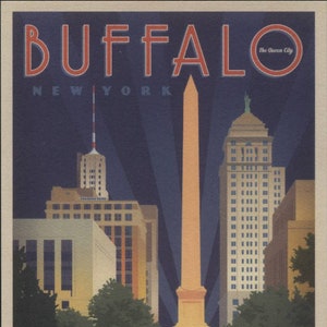 Buffalo, New York, la ville reine, carte postale moderne de style poster de voyage Z246555