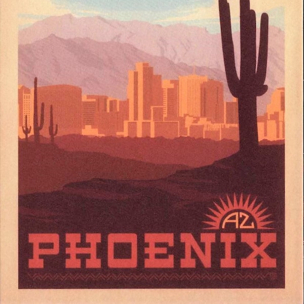 Phoenix, Arizona, Valley of the Sun, Travel Poster Style Postcard Z845586