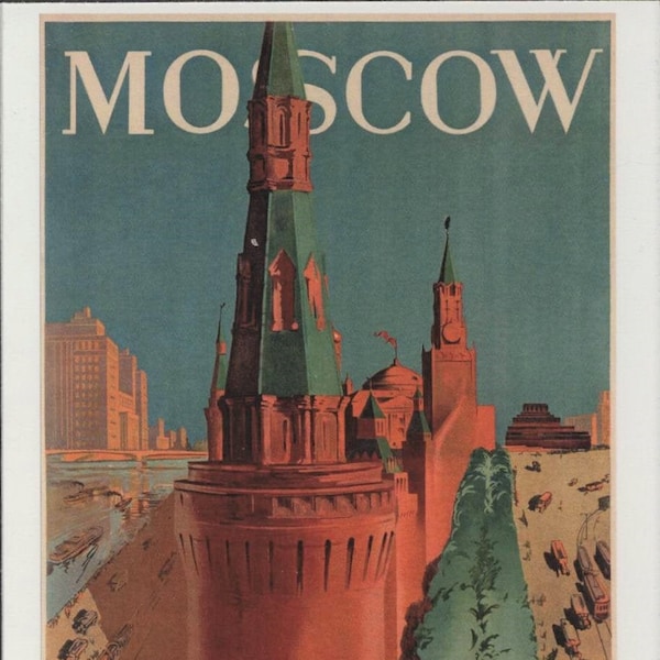 Visit, Travel, Moscow, Russia, Soviet Union, Colorful, Modern Vintage Greeting Card NCC001171