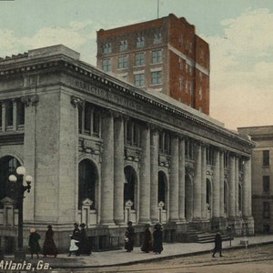Bibliothèque publique d'Atlanta, Géorgie, 1912, carte postale ancienne originale, GA001320