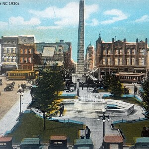 Asheville PNG, Puck Square, Panoramaaussicht, 1930er Jahre Vintage inspirierter digitaler Sofort-Download