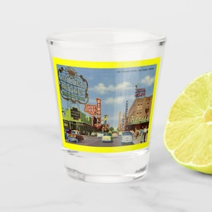 Old Fremont St., Las Vegas, Retro Vintage Modern 1.5 ounce Shot Glass