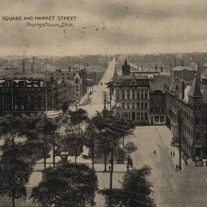 Youngstown OH, Ohio, Public Square, Market Street, 1909 Certified Original Vintage Postcard, OH1404