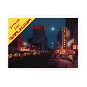 Magnet Capitol St. at Night, Jackson MS Vintage Style, Fridge Magnet
