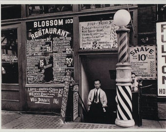 Photography, Berenice Abbott, Blossom Restaurant, Bowery, 1935, Vintage Modern Greeting Card NCC001229