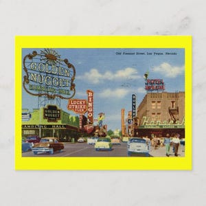 Old Fremont St., Las Vegas Vintage Inspired Postcard