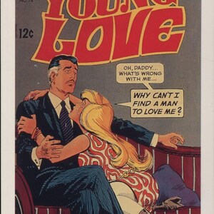 Romance Pulp, Young Love, Papa, Chagrins d'amour, Camp, Rétro, Teen, Carte postale R100497