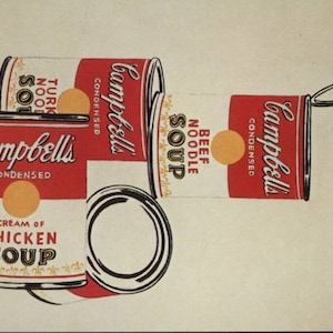 Andy Warhol, 4 boîtes de soupe Campbell's 1962, art moderne, années 1990, carton publicitaire inutilisé, ART9109