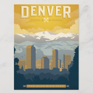 Denver, Colorado, Mile High City, Travel Poster Style Postcard R579214