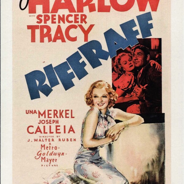 Motion Picture, Movie, Riffraff, Jean Harlow, Spencer Tracy, Drama, 1936, Vintage Modern Greeting Card, NCC001119