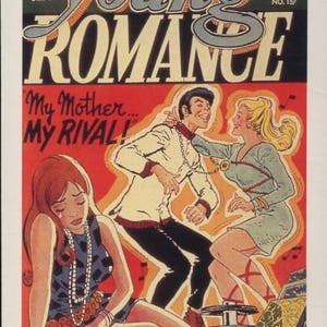 Romance Pulp, Young Romance, ma mère, ma rivale, vieux jeune, camping, rétro, adolescent, carte postale R100493